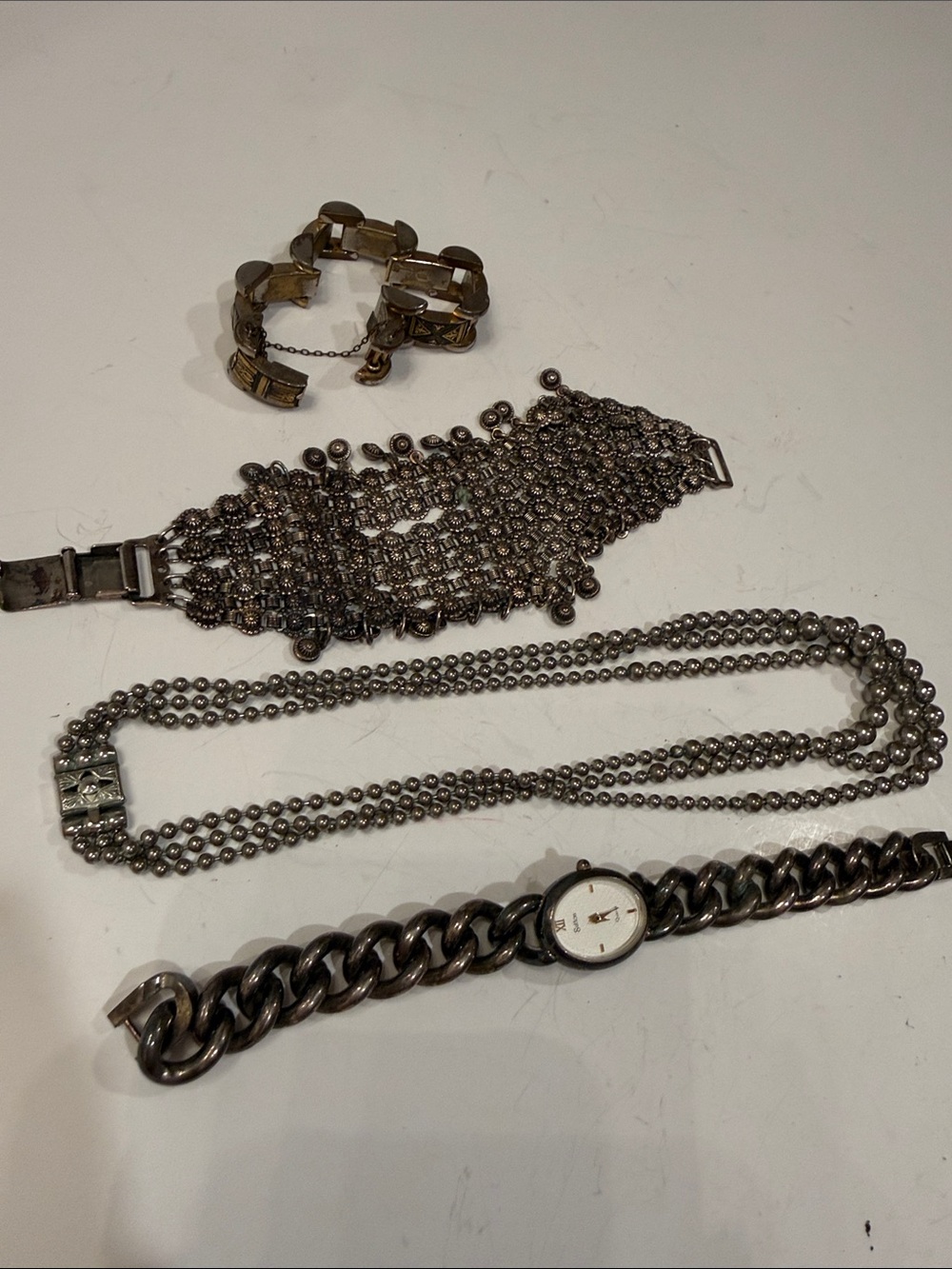 Mixed Silver-Tone Bracelet & Necklace Lot